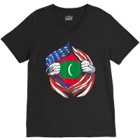 Maldives Flag American Proud Of My Maldivian Heritage T Shirt V-neck Tee | Artistshot