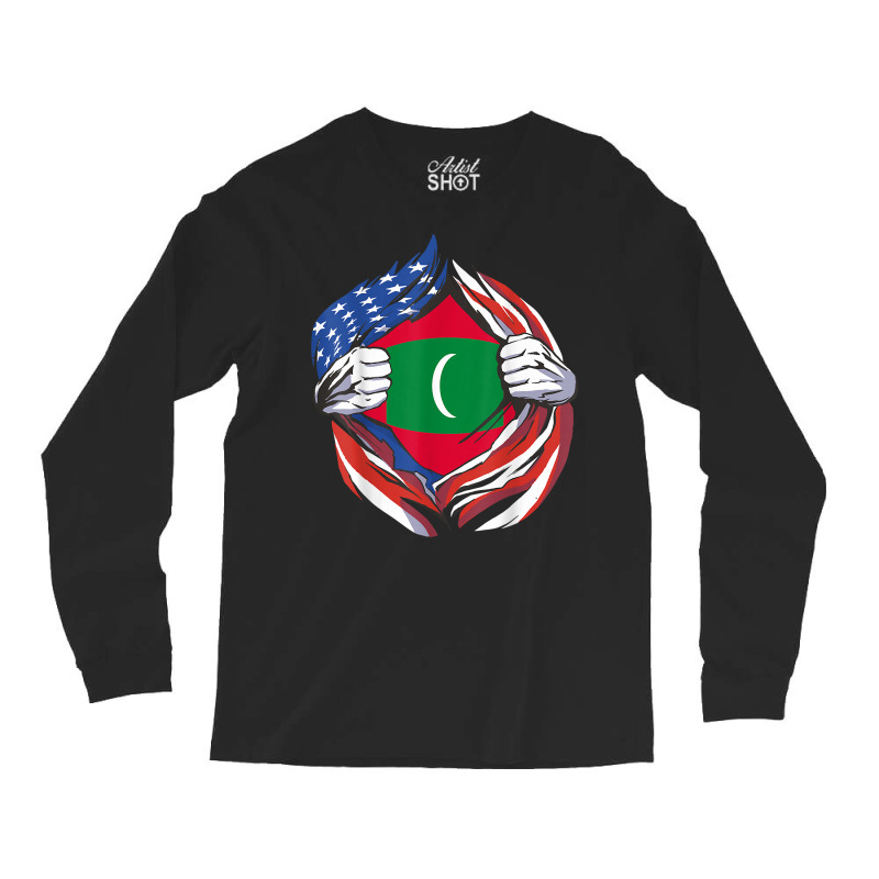 Maldives Flag American Proud Of My Maldivian Heritage T Shirt Long Sleeve Shirts | Artistshot