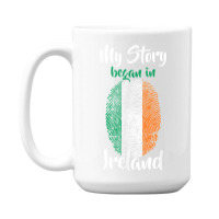 Irish Pride Fingerprint   My Story Started In Ireland Flag T Shirt 15 Oz Coffee Mug | Artistshot