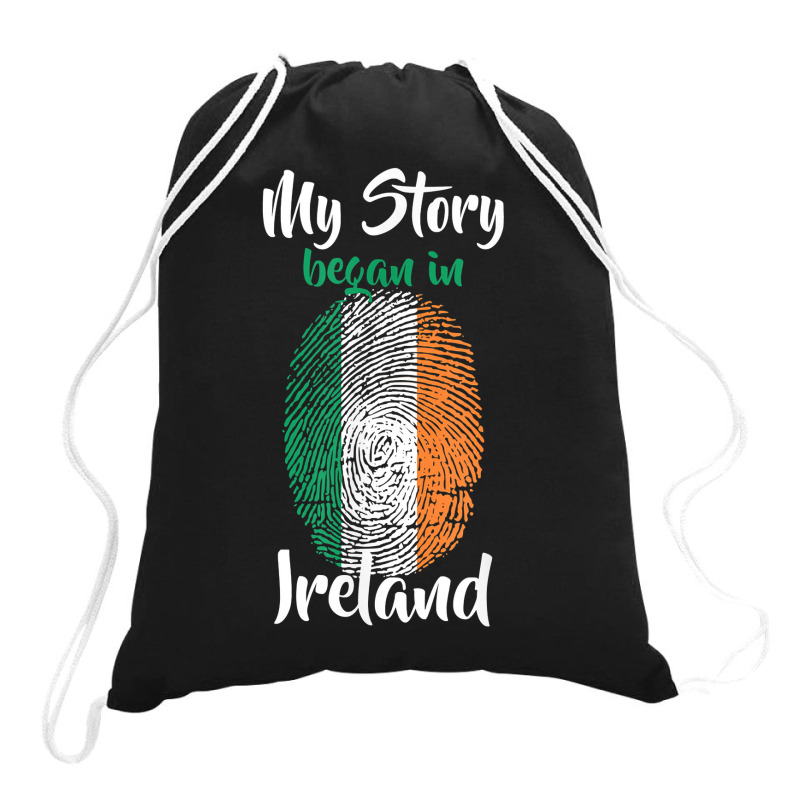 Irish Pride Fingerprint   My Story Started In Ireland Flag T Shirt Drawstring Bags by puawhla | Artistshot