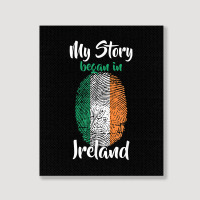 Irish Pride Fingerprint   My Story Started In Ireland Flag T Shirt Portrait Canvas Print | Artistshot