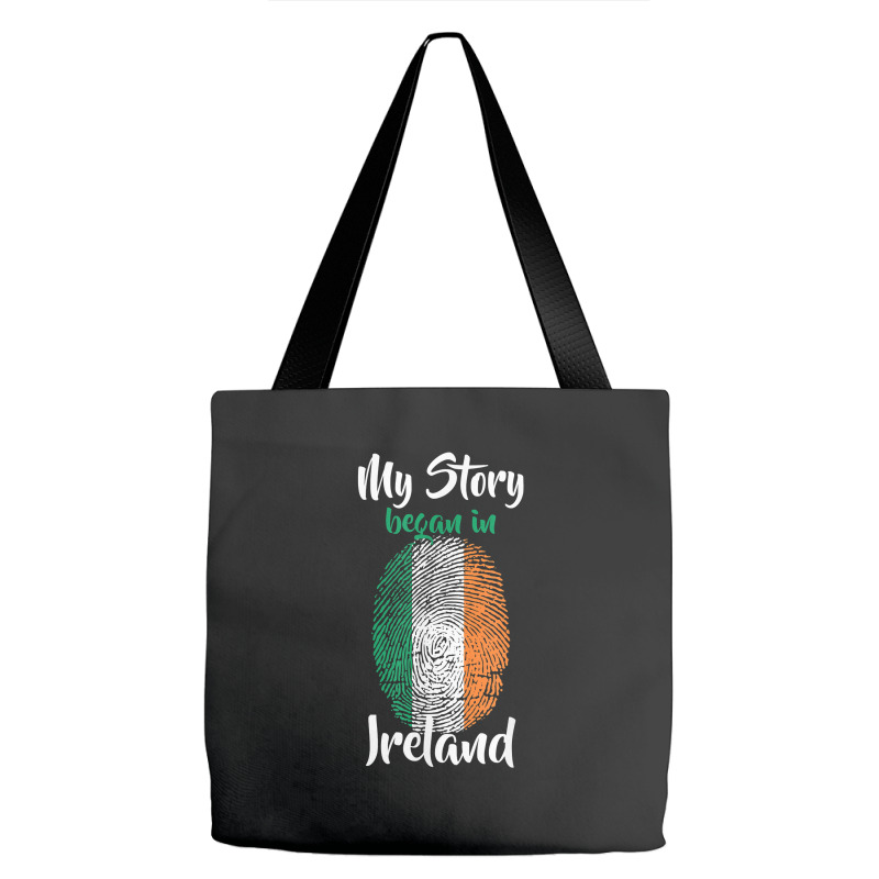 Irish Pride Fingerprint   My Story Started In Ireland Flag T Shirt Tote Bags by puawhla | Artistshot