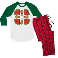 Chicken 'n' Watermelon Men's 3/4 Sleeve Pajama Set | Artistshot