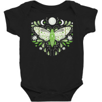 Mystical Moth Green Celestial Flower Moon Phases T Shirt Baby Bodysuit | Artistshot