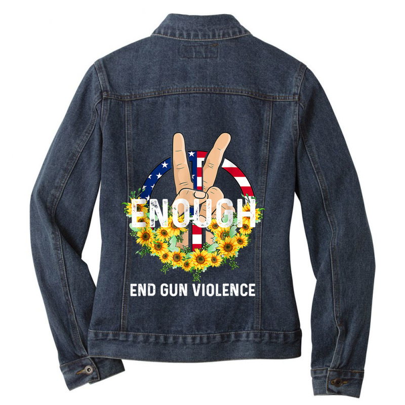 Enough End Gun Violence No Gun Ladies Denim Jacket by new121 | Artistshot