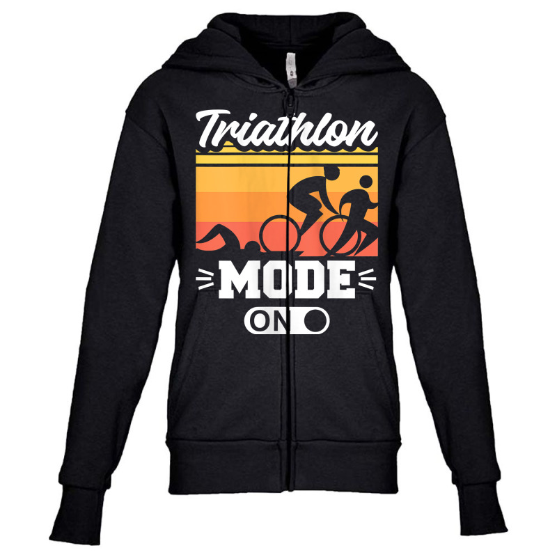 Womens Triathlon Mode On Cycling Swimming Running Triathlete Tank Top Youth Zipper Hoodie | Artistshot