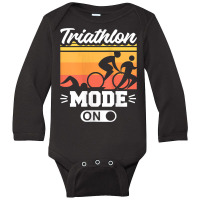 Womens Triathlon Mode On Cycling Swimming Running Triathlete Tank Top Long Sleeve Baby Bodysuit | Artistshot