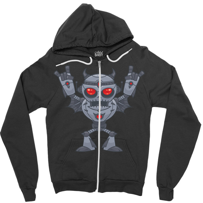 Metalhead - Heavy Metal Robot Devil Zipper Hoodie by fizzgig | Artistshot