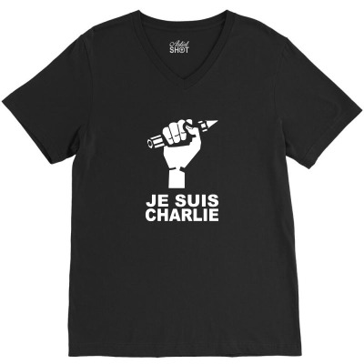Je Suis Charlie V-neck Tee Designed By Zxco Tees