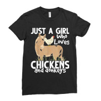 Just A Girl Who Loves Chickens And Donkeys Farmer Donkey T Shirt Ladies Fitted T-shirt | Artistshot