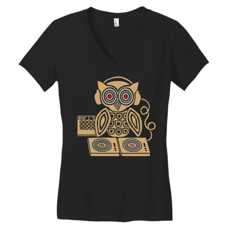 Headphones Owl Women's V-neck T-shirt | Artistshot