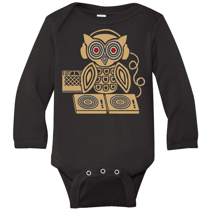 Headphones Owl Long Sleeve Baby Bodysuit | Artistshot