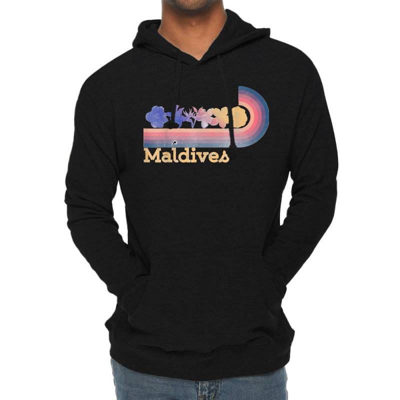 Retro Maldives Tropical Flowers 80's Style Surfing T Shirt Lightweight Hoodie | Artistshot