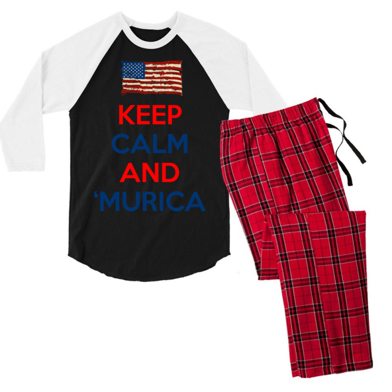 Keep Calm And Murica Men's 3/4 Sleeve Pajama Set | Artistshot