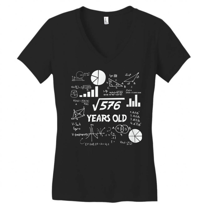 Birthday Square Root Math Problem Fun Calculation 24th T Shirt Women's V-Neck T-Shirt by tognifx | Artistshot