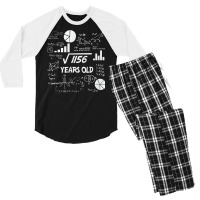 Birthday Square Root Math Problem Fun Calculation 34th T Shirt Men's 3/4 Sleeve Pajama Set | Artistshot