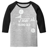 Birthday Square Root Math Problem Fun Calculation 41st T Shirt Youth 3/4 Sleeve | Artistshot