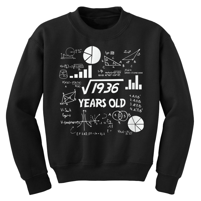 Birthday Square Root Math Problem Fun Calculation 44th T Shirt Youth Sweatshirt by tognifx | Artistshot