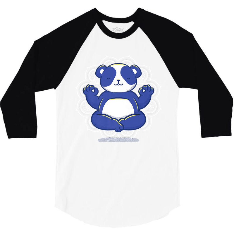 Sporty Panda Meditating In Yoga Pose Meditation Premium 3/4 Sleeve Shirt by PhoebeHaggett | Artistshot