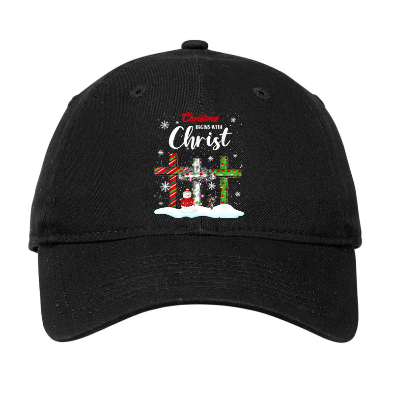 Christmas Begins With Christ Snowman Christian Cross Xmas T Shirt Adjustable Cap by Saiful_Siddique | Artistshot