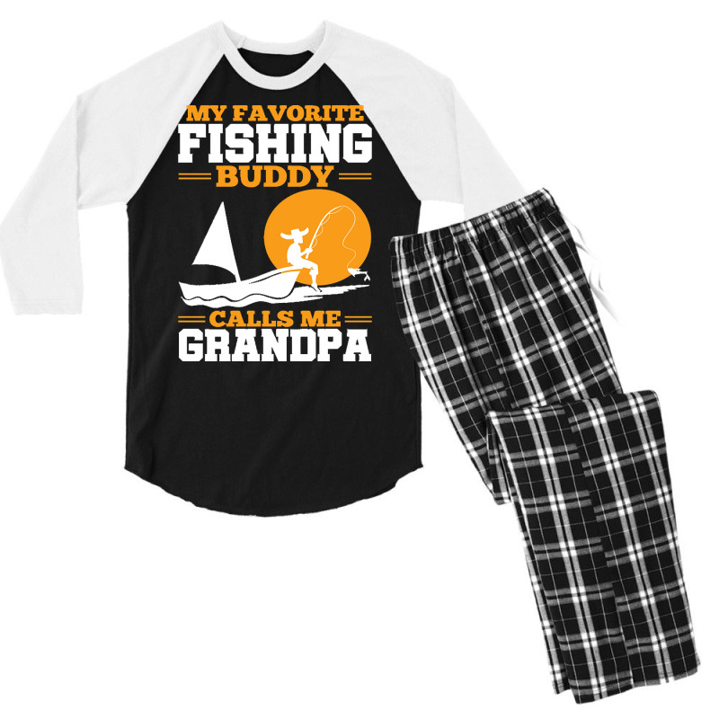 Fishing T  Shirt Funny Fisherman Grandpa Fathers Day Fish Fishing T  S Men's 3/4 Sleeve Pajama Set | Artistshot