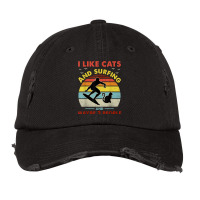 Surfing Cat, I Like Cats And Surfing And Maybe 3 People Dad Vintage Cap | Artistshot