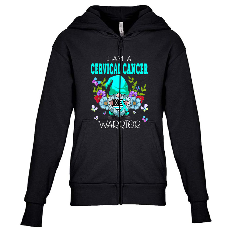 Cute Gnome I Am A Cervical Cancer Warrior Family Awareness T Shirt Youth Zipper Hoodie | Artistshot