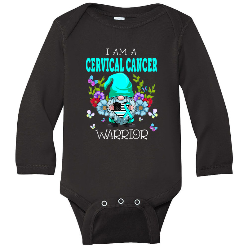 Cute Gnome I Am A Cervical Cancer Warrior Family Awareness T Shirt Long Sleeve Baby Bodysuit | Artistshot