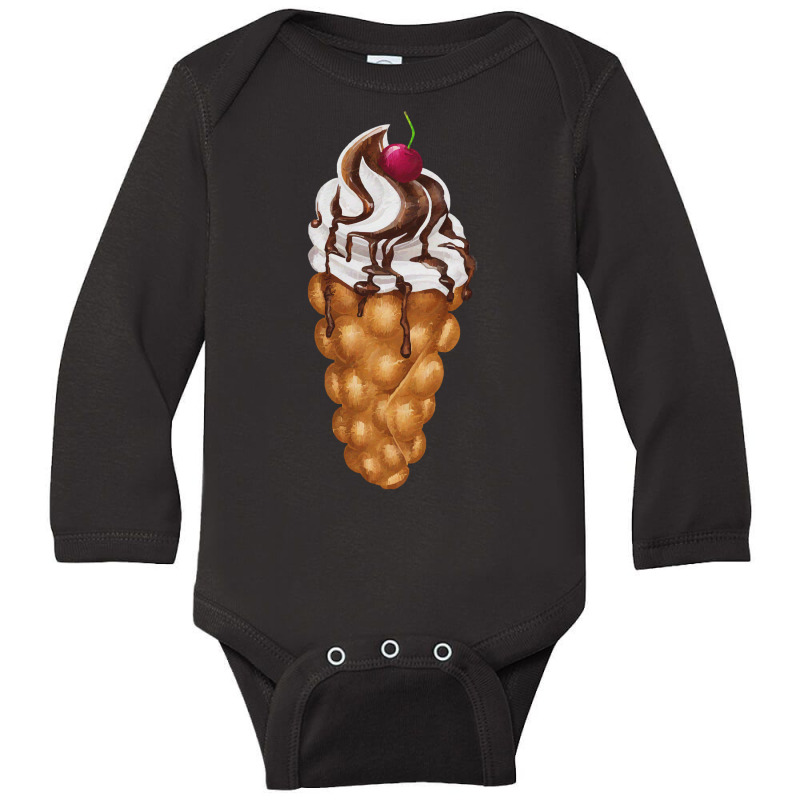 Bubble Waffle Ice Cream T  Shirt Egg Bubble Waffle Vanilla Ice Cream W Long Sleeve Baby Bodysuit by fframi817 | Artistshot