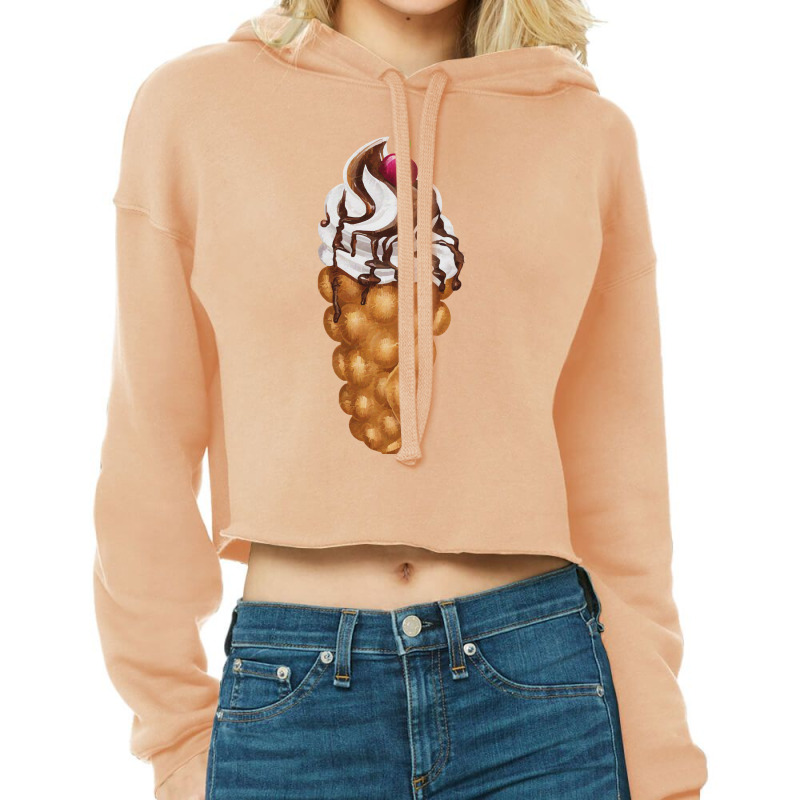 Bubble Waffle Ice Cream T  Shirt Egg Bubble Waffle Vanilla Ice Cream W Cropped Hoodie by fframi817 | Artistshot