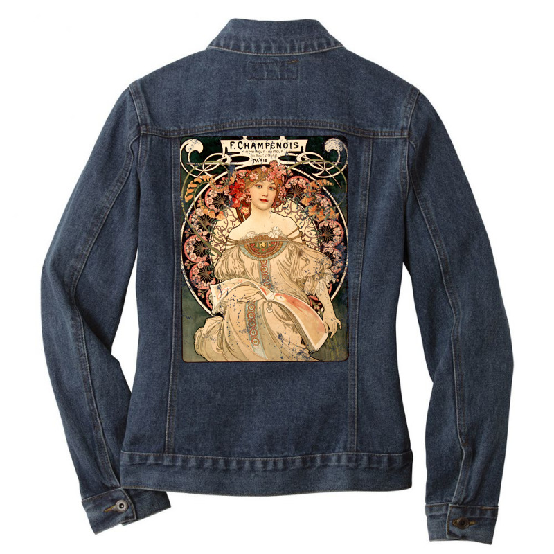 Alphonse Mucha Vintage Champendois Ladies Denim Jacket by AnncCurr | Artistshot