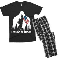 Let's Go Brandon Camping Bigfoot Rock And Roll Us Flag Men's T-shirt Pajama Set | Artistshot