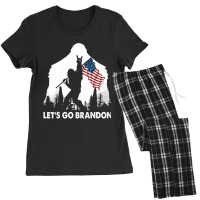 Let's Go Brandon Camping Bigfoot Rock And Roll Us Flag Women's Pajamas Set | Artistshot