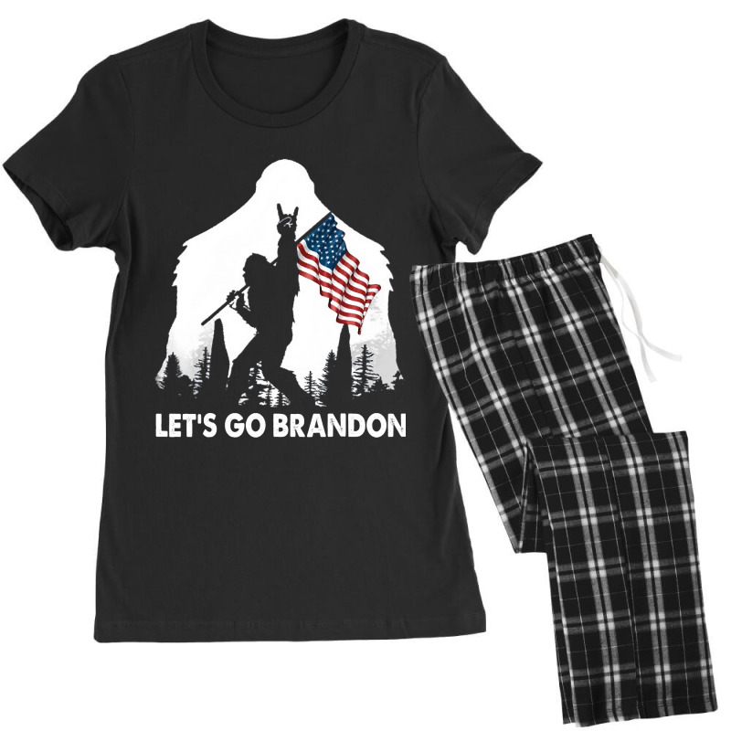 Let's Go Brandon Camping Bigfoot Rock And Roll Us Flag Women's Pajamas Set by trokeryth | Artistshot