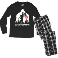 Let's Go Brandon Camping Bigfoot Rock And Roll Us Flag Men's Long Sleeve Pajama Set | Artistshot