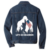 Let's Go Brandon Camping Bigfoot Rock And Roll Us Flag Men Denim Jacket | Artistshot