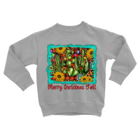 Western Leopard Plaid Cow Print Cactus Merry Christmas Y'all T Shirt Toddler Sweatshirt | Artistshot