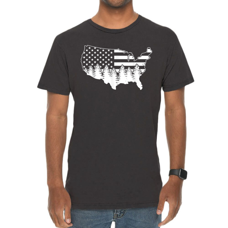 Traveling While Hiking Camping And Fishing In Nature Us Flag Vintage T-shirt | Artistshot