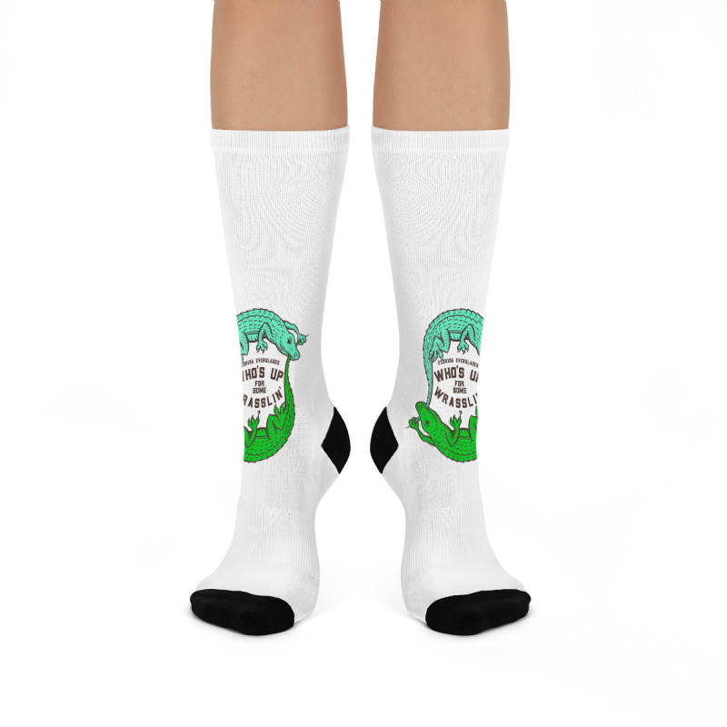 Up For Some Wrasslin' Funny Alligators Crew Socks | Artistshot