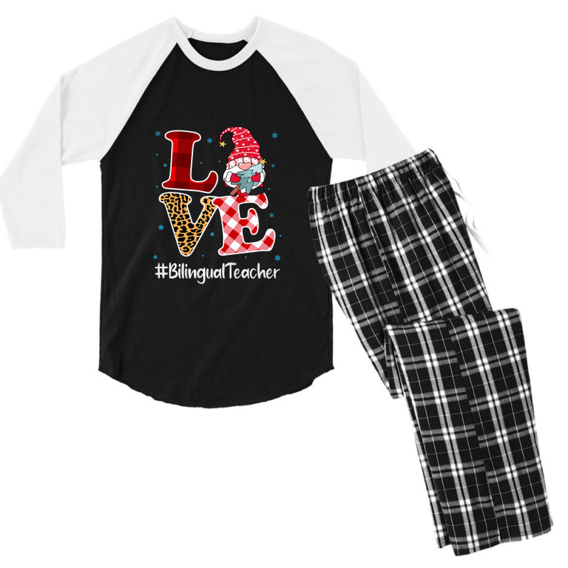 Love Bilingual Teacher Gnome Christmas Matching Pajamas Xmas Premium T Men's 3/4 Sleeve Pajama Set by Jeffrey_Insalaco | Artistshot