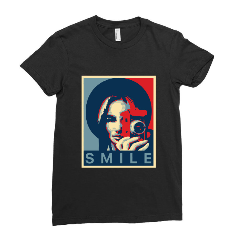 Retro Camera Smile Girl Ladies Fitted T-shirt | Artistshot