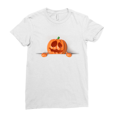 Scary Halloween Pumpkin Ladies Fitted T-shirt Designed By Agus W