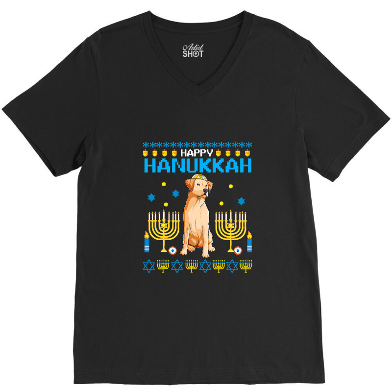 Labrador Chanukah Jewish Ugly Hanukkah Sweater Pajama T Shirt V-neck Tee | Artistshot