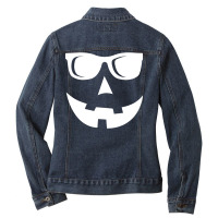 Jack O Lantern Sunglasses Pumpkin Funny Ladies Denim Jacket | Artistshot