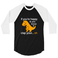 T Rex Clap Your Hands Classic 3/4 Sleeve Shirt | Artistshot