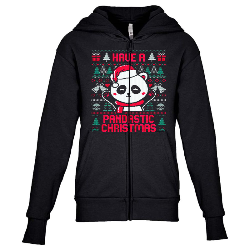 Christmas Pandastic Ugly Youth Zipper Hoodie by Vishaka | Artistshot