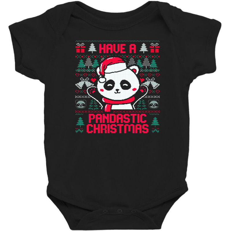 Christmas Pandastic Ugly Baby Bodysuit by Vishaka | Artistshot