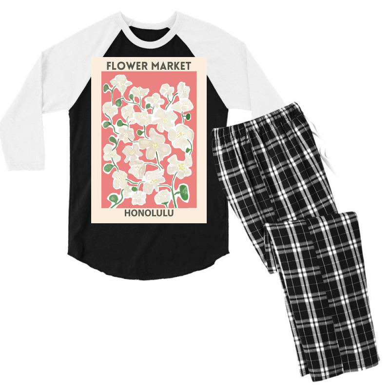 Flower Market   Honolulu Poster Men's 3/4 Sleeve Pajama Set | Artistshot