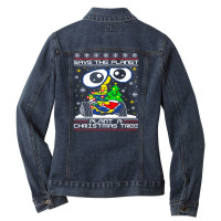 Christmas Plant Tree Ugly Ladies Denim Jacket | Artistshot