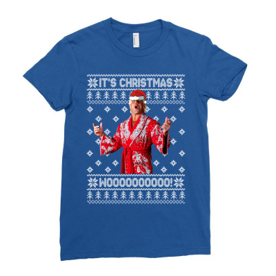 Ric Flair Christmas Ugly Ladies Fitted T-shirt Designed By Sengul